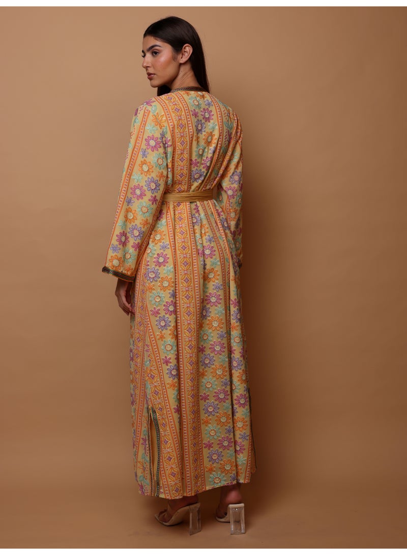 Ikkxa Karam Jalabiya IK1076 Yellow - Image 4
